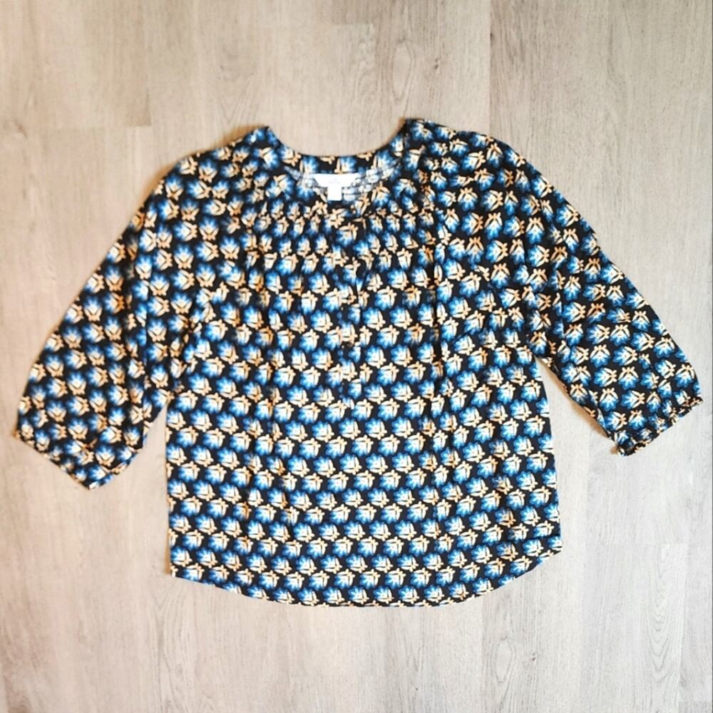 NWT Croft & Barrow Women's Floral Print Half Button Down Pullover Top Large L